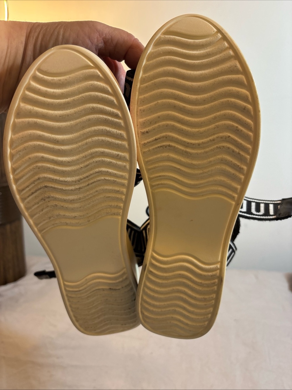 Juicy Couture Black and White Logo Strap Platform Sandals - Picture 8 of 9